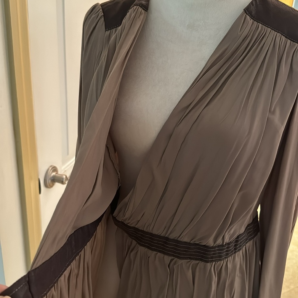 DOUBLE ZERO.Long Sleeve Wrap Dress.Faux Leather accents on shoulder/Slee… - Picture 7 of 12